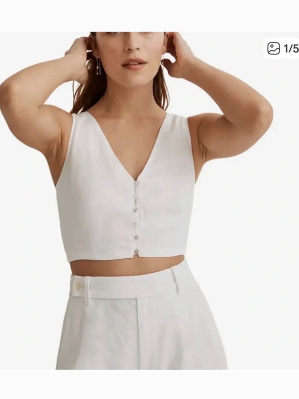 Madewell Cropped Linen Button Tank Top